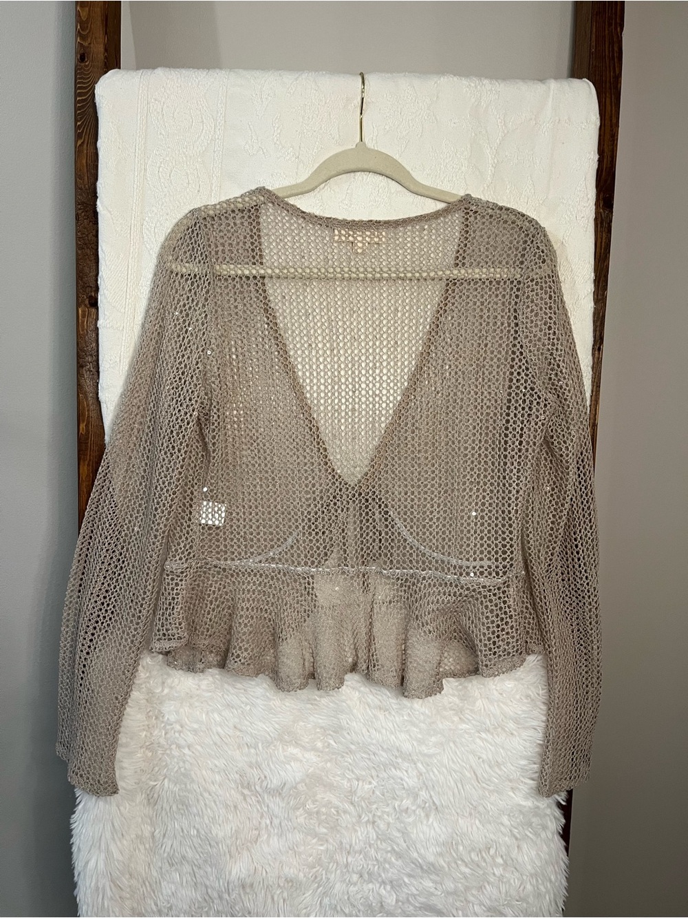 No Frills Los Angeles Boho Crochet Tie-Front Cardigan - Size XL - Picture 5 of 5